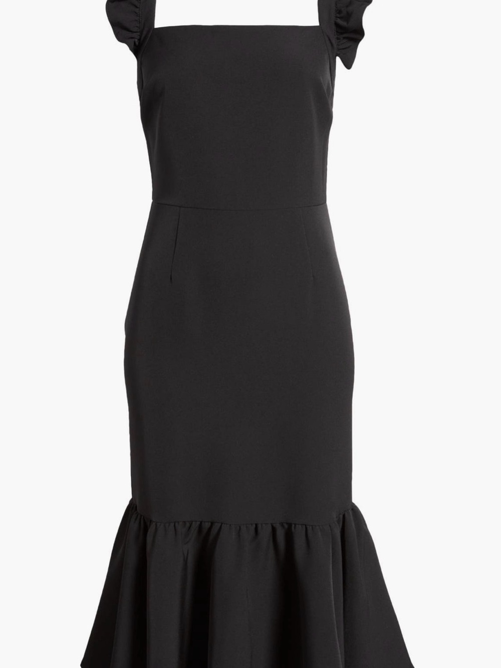 Chelsea28 Black Square-Neck Ruffle-Hem Midi Dress